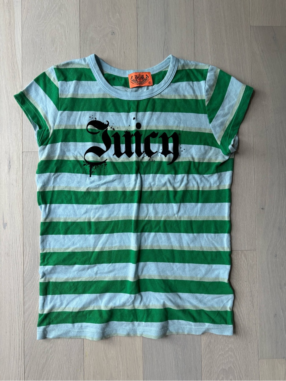 juicy couture green and blue striped tee
